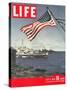 American Flag over US Ships at Sea, July 2, 1945-Eliot Elisofon-Stretched Canvas