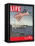 American Flag over US Ships at Sea, July 2, 1945-Eliot Elisofon-Framed Stretched Canvas