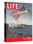 American Flag over US Ships at Sea, July 2, 1945-Eliot Elisofon-Stretched Canvas