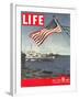 American Flag over US Ships at Sea, July 2, 1945-Eliot Elisofon-Framed Photographic Print