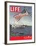 American Flag over US Ships at Sea, July 2, 1945-Eliot Elisofon-Framed Photographic Print