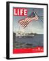 American Flag over US Ships at Sea, July 2, 1945-Eliot Elisofon-Framed Photographic Print