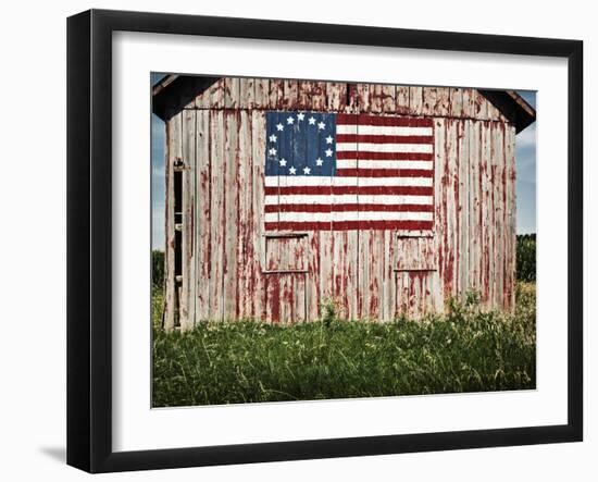 American flag painted on barn-Owaki-Framed Premium Photographic Print