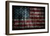 American Flag Painted On Fence Background-alexfiodorov-Framed Art Print