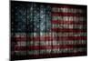 American Flag Painted On Fence Background-alexfiodorov-Mounted Art Print