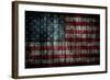 American Flag Painted On Fence Background-alexfiodorov-Framed Art Print