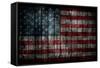 American Flag Painted On Fence Background-alexfiodorov-Framed Stretched Canvas