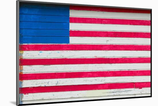 American flag painted on side of rustic dwelling along Highway 22 in Central Georgia-null-Mounted Photographic Print