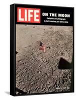 American Flag Planted on Moon, August 8, 1969-null-Framed Stretched Canvas