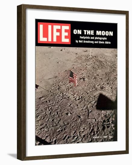 American Flag Planted on Moon, August 8, 1969-null-Framed Photographic Print