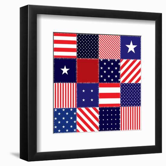 American Flag Quilt Pattern-null-Framed Art Print