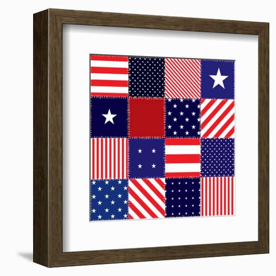 American Flag Quilt Pattern-null-Framed Art Print