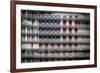 American Flag Through Window Blinds in Philadelphia, PA with Abraham Lincoln Quote-null-Framed Photo