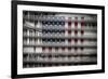 American Flag Through Window Blinds in Philadelphia, PA with Abraham Lincoln Quote-null-Framed Photo