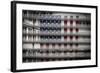 American Flag Through Window Blinds in Philadelphia, PA with Abraham Lincoln Quote-null-Framed Photo