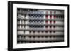 American Flag Through Window Blinds in Philadelphia, PA-null-Framed Photo