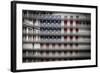 American Flag Through Window Blinds in Philadelphia, PA-null-Framed Photo