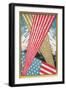 American Flag with Fireworks-Found Image Press-Framed Giclee Print