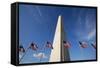 American Flags Encircling Washington Monument-Paul Souders-Framed Stretched Canvas