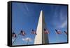 American Flags Encircling Washington Monument-Paul Souders-Framed Stretched Canvas