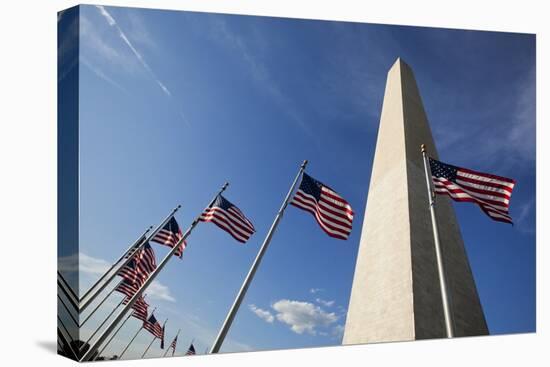 American Flags Encircling Washington Monument-Paul Souders-Stretched Canvas