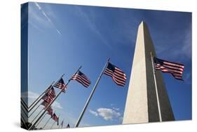 American Flags Encircling Washington Monument-Paul Souders-Stretched Canvas