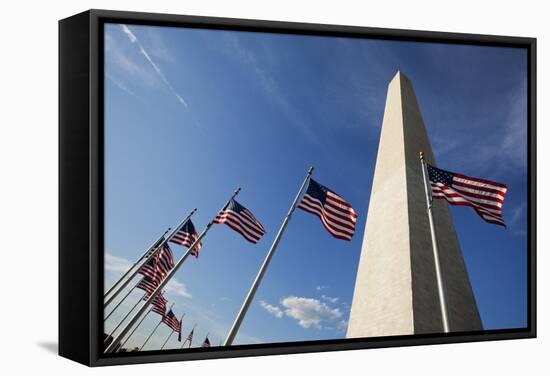 American Flags Encircling Washington Monument-Paul Souders-Framed Stretched Canvas