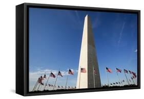 American Flags Encircling Washington Monument-Paul Souders-Framed Stretched Canvas