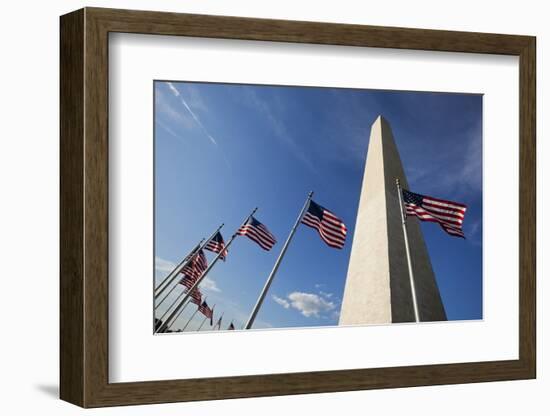 American Flags Encircling Washington Monument-Paul Souders-Framed Photographic Print