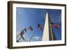 American Flags Encircling Washington Monument-Paul Souders-Framed Photographic Print