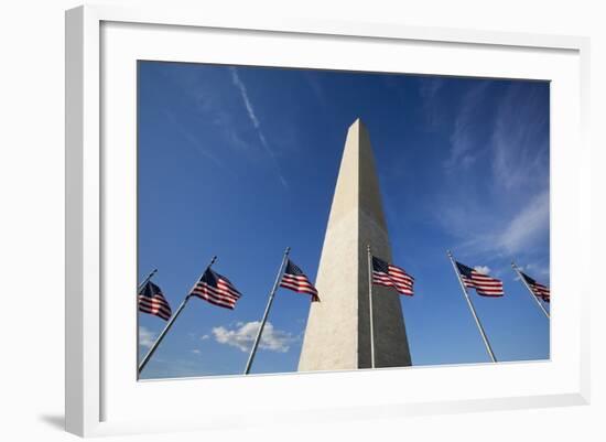 American Flags Encircling Washington Monument-Paul Souders-Framed Photographic Print