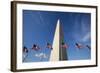 American Flags Encircling Washington Monument-Paul Souders-Framed Photographic Print