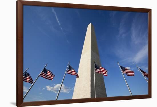 American Flags Encircling Washington Monument-Paul Souders-Framed Photographic Print