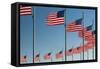 American Flags Flying at the Washington Monument, Washington Dc.-Jon Hicks-Framed Stretched Canvas