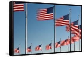 American Flags Flying at the Washington Monument, Washington Dc.-Jon Hicks-Framed Stretched Canvas