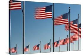 American Flags Flying at the Washington Monument, Washington Dc.-Jon Hicks-Stretched Canvas