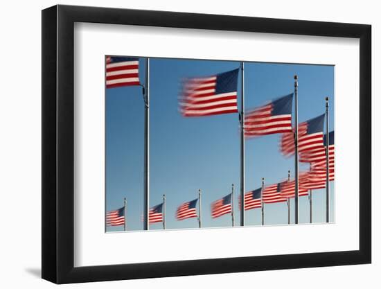 American Flags Flying at the Washington Monument, Washington Dc.-Jon Hicks-Framed Photographic Print