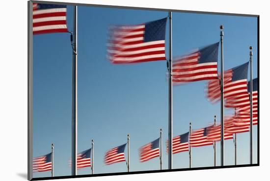 American Flags Flying at the Washington Monument, Washington Dc.-Jon Hicks-Mounted Photographic Print