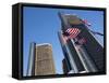 American Flags, General Motors Corporate Headquarters, Renaissance Center, Detroit, Michigan, Usa-Paul Souders-Framed Stretched Canvas