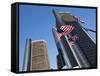 American Flags, General Motors Corporate Headquarters, Renaissance Center, Detroit, Michigan, Usa-Paul Souders-Framed Stretched Canvas