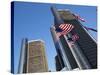 American Flags, General Motors Corporate Headquarters, Renaissance Center, Detroit, Michigan, Usa-Paul Souders-Stretched Canvas