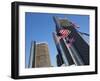 American Flags, General Motors Corporate Headquarters, Renaissance Center, Detroit, Michigan, Usa-Paul Souders-Framed Photographic Print