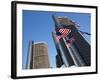 American Flags, General Motors Corporate Headquarters, Renaissance Center, Detroit, Michigan, Usa-Paul Souders-Framed Photographic Print