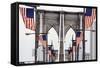American Flags Lining Brooklyn Bridge-null-Framed Stretched Canvas