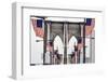 American Flags Lining Brooklyn Bridge-null-Framed Photographic Print