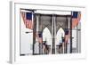 American Flags Lining Brooklyn Bridge-null-Framed Photographic Print