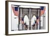 American Flags Lining Brooklyn Bridge-null-Framed Photographic Print