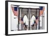 American Flags Lining Brooklyn Bridge-null-Framed Photographic Print