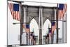 American Flags Lining Brooklyn Bridge-null-Mounted Photographic Print