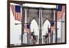 American Flags Lining Brooklyn Bridge-null-Framed Photographic Print